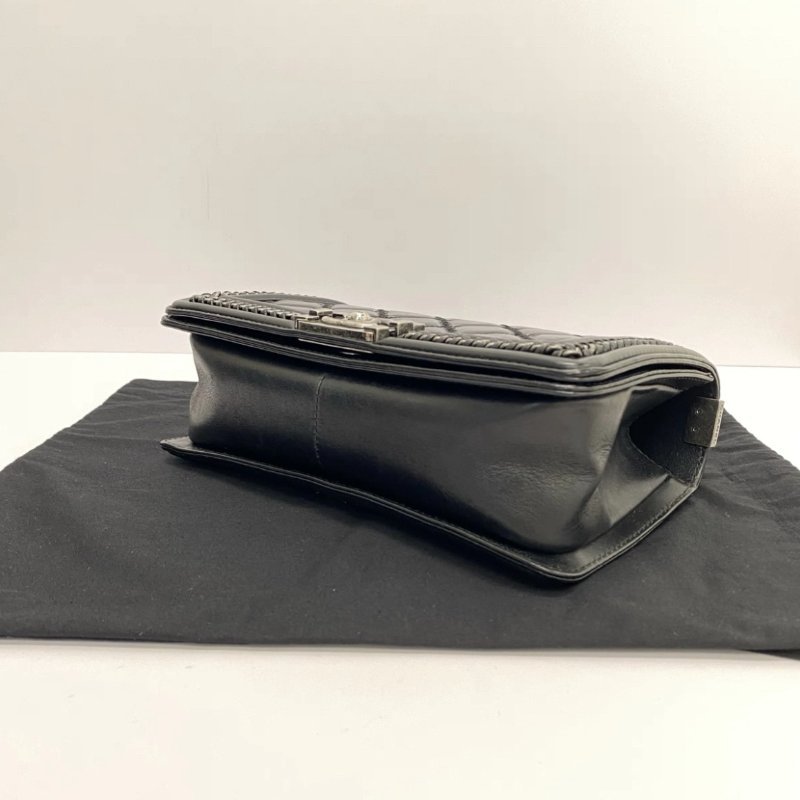 CHANEL 黑銀手柄 leboy中號手提斜背包25*14*7 98新配件盒子塵袋-4