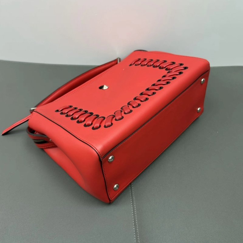 FENDI 紅色銀扣扣Dotcom Click編織手提斜背子母包 30*21*14 98新配件塵袋-2