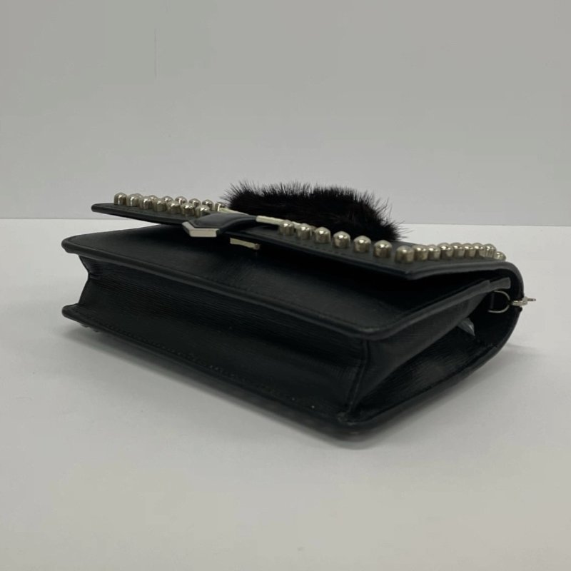 FENDI 小怪獸黑銀老佛爺卯釘woc鏈條肩背斜背包18.5*13*4.5 98新配件塵袋-4