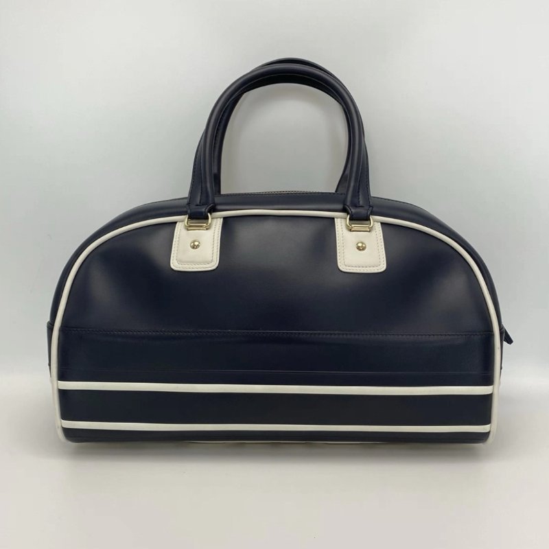 DIOR 黑白拼色光滑小牛皮手提肩背保齡球包34*18*15 98新配件保卡塵袋-5