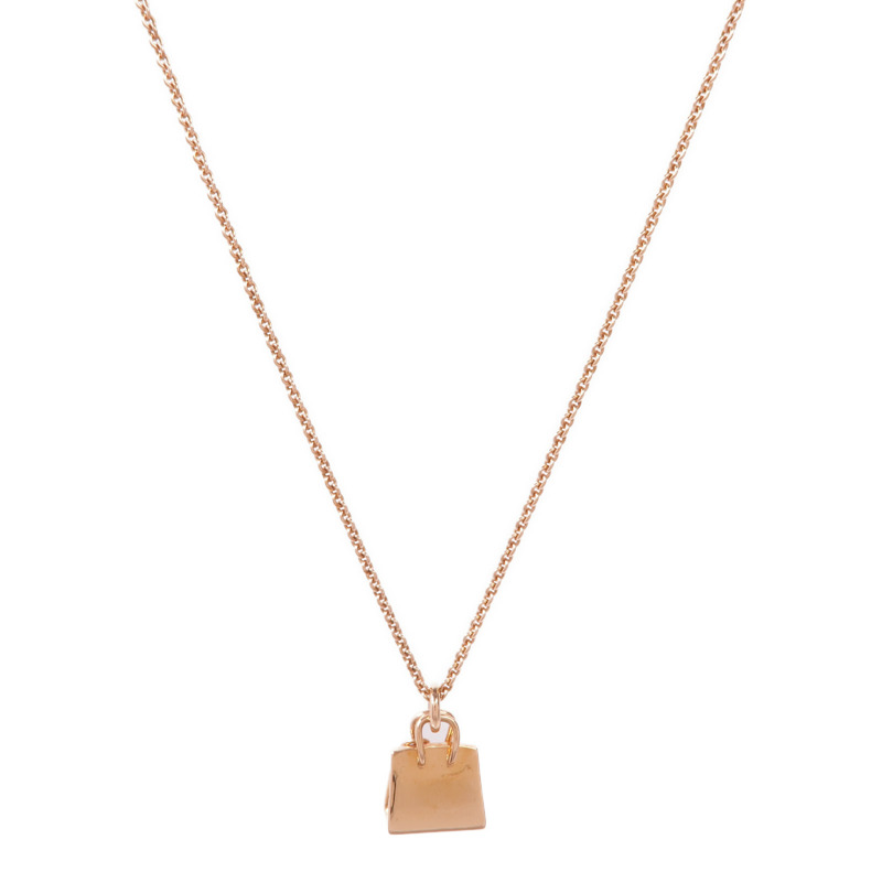 HERMES 18K玫瑰金Amulettes Birkin Diamond Pendant鑽石項鍊-1