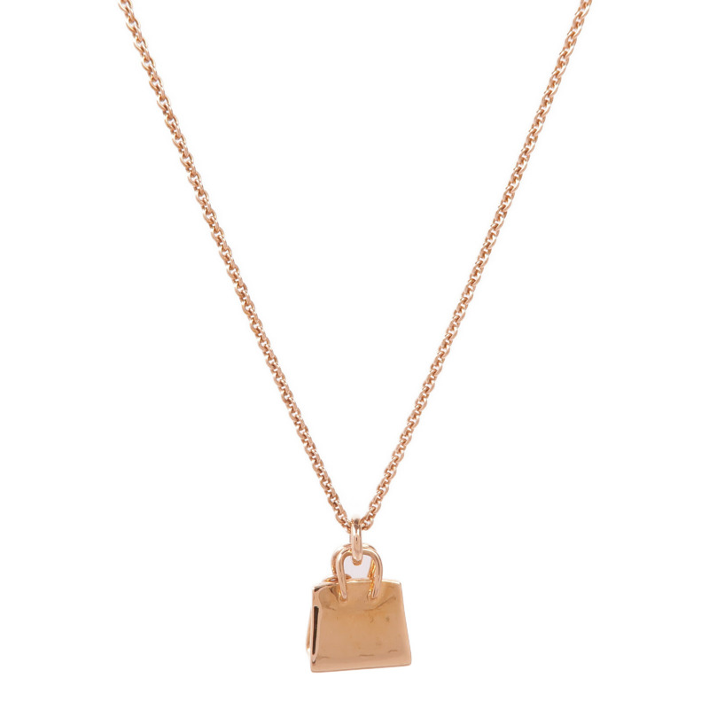 HERMES 18K玫瑰金Amulettes Birkin Diamond Pendant鑽石項鍊-2