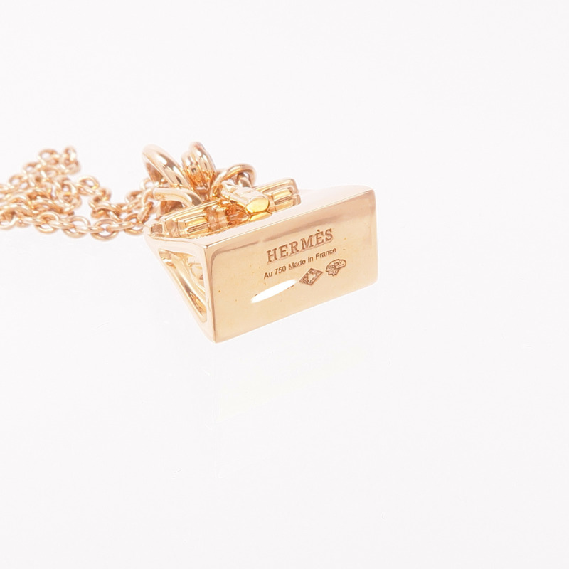 HERMES 18K玫瑰金Amulettes Birkin Diamond Pendant鑽石項鍊-6