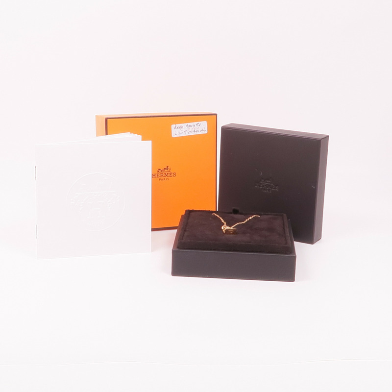 HERMES 18K玫瑰金Amulettes Birkin Diamond Pendant鑽石項鍊-7