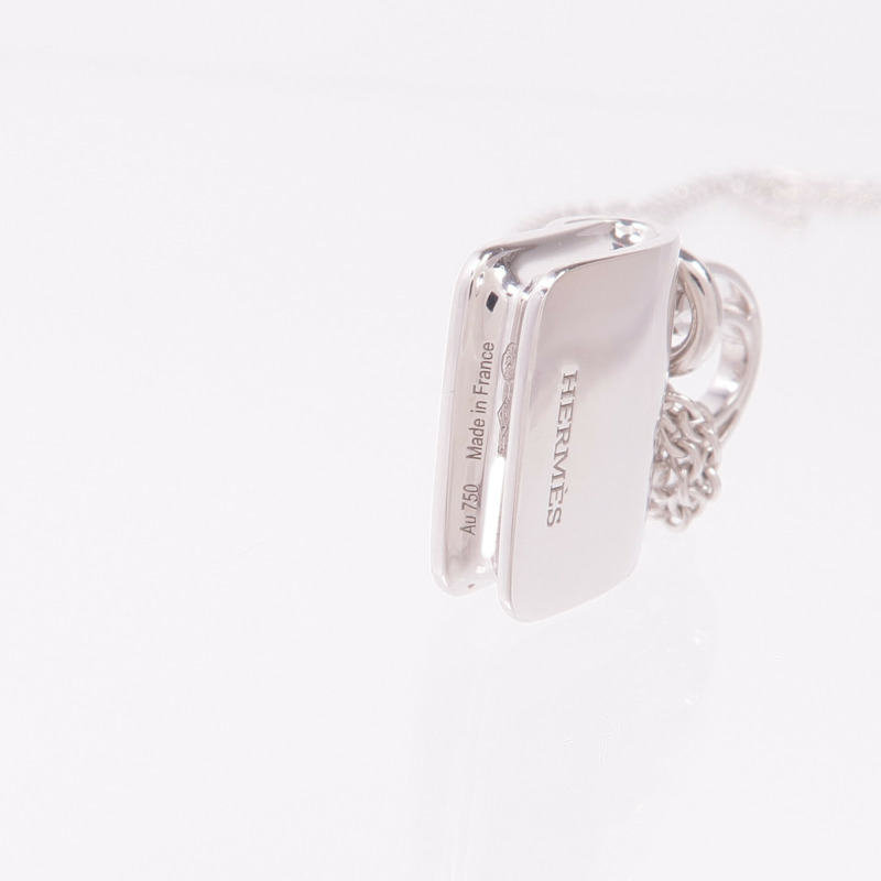 HERMES 18K白金Amulettes Constance Diamond Pendant鑽石項鍊-5