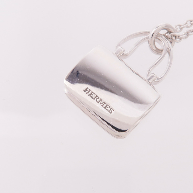 HERMES 18K白金Amulettes Constance Diamond Pendant鑽石項鍊-6