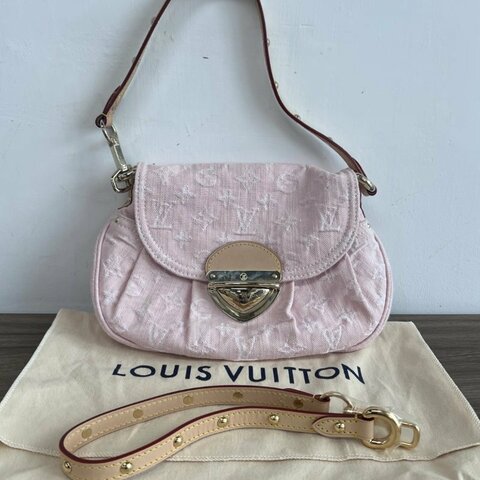 LV SUNSET粉色單寧金扣手提元寶包芯片款 27*18*3 99新配件塵袋