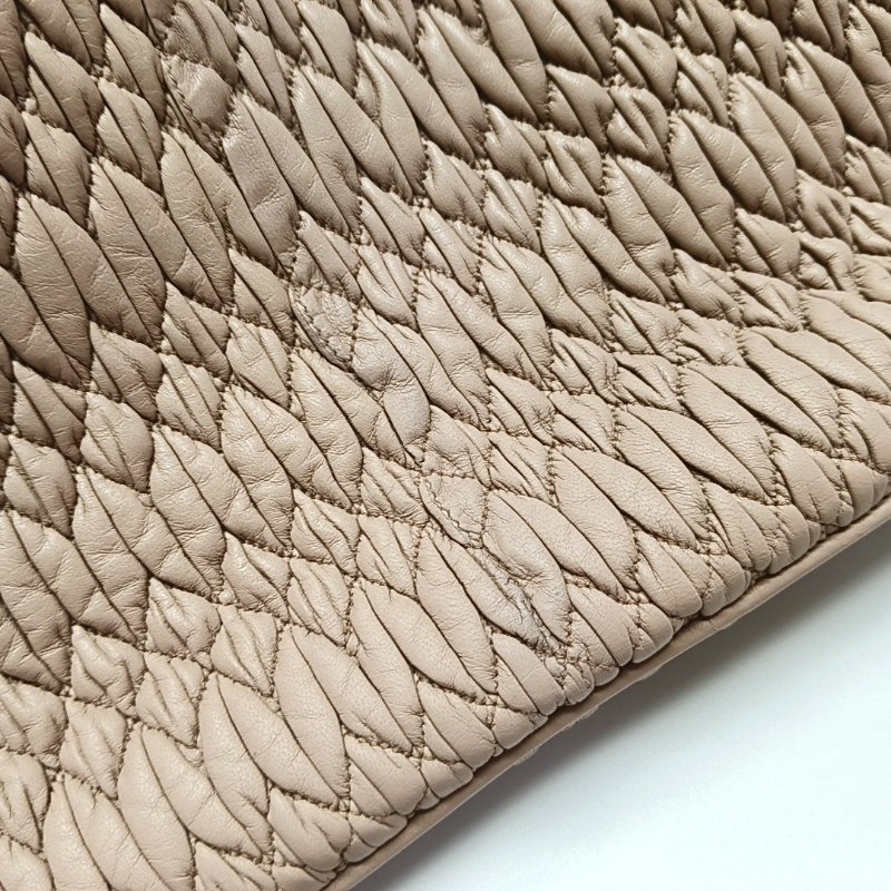 Miu Miu Crystal 裸粉色羊皮绗縫手提包肩背包 銀色五金 可拆卸肩帶-7