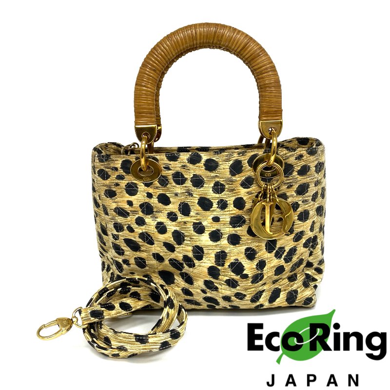 ☆ Christian Dior 迪奧 Beige Nylon Leopard Lady 2Way Bag 米色尼龍豹紋兩用袋 - 257021599-0