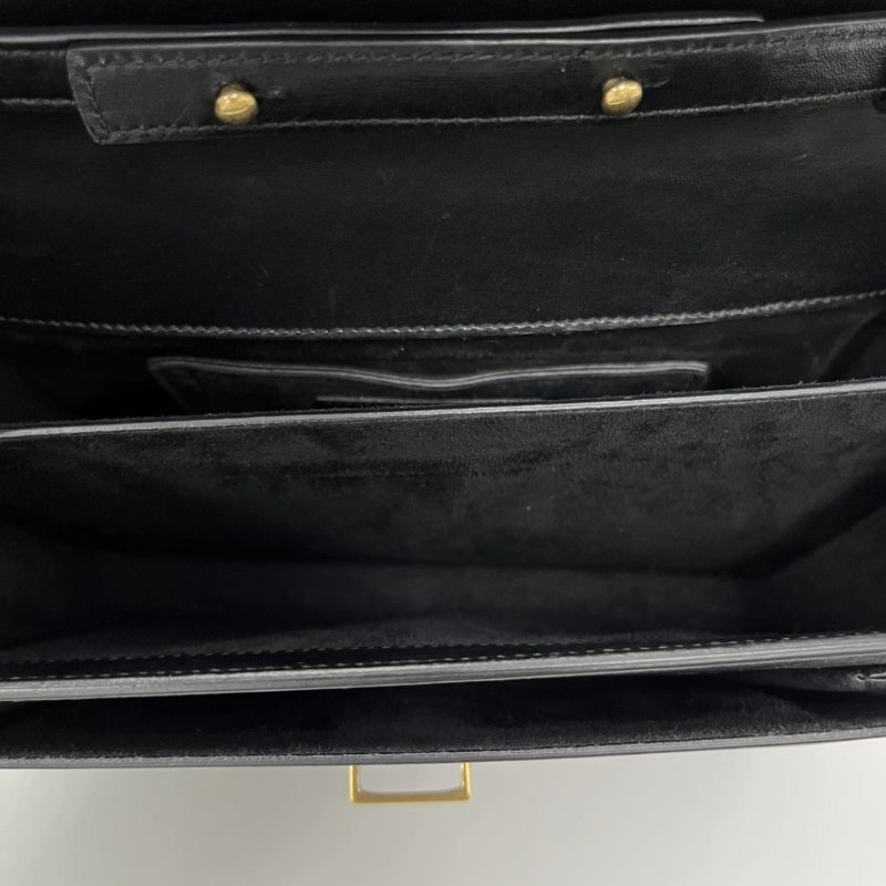 YSL 黑色金扣手提肩背斜背郵差包22*16*7 98新配件塵袋-1