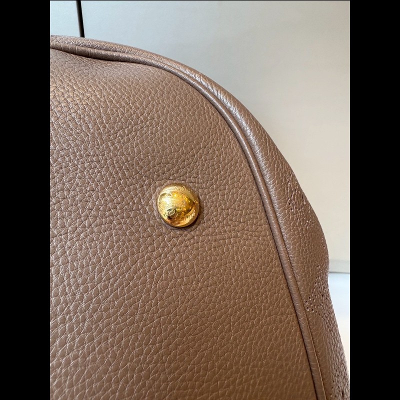 LV 巧克力色雷射洞洞字花皮革托特包 XL-14