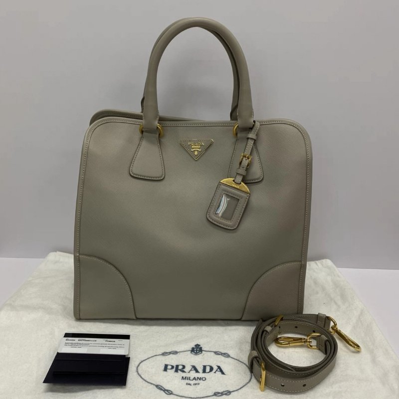 PRADA 中古十字牛皮手提肩背斜背包 32.5*29.5*16 98新配件塵袋保卡-0