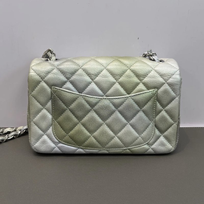 CHANEL 22C漸變銀扣大mini肩背斜背鏈條包20*12*6 98新配件塵袋-5