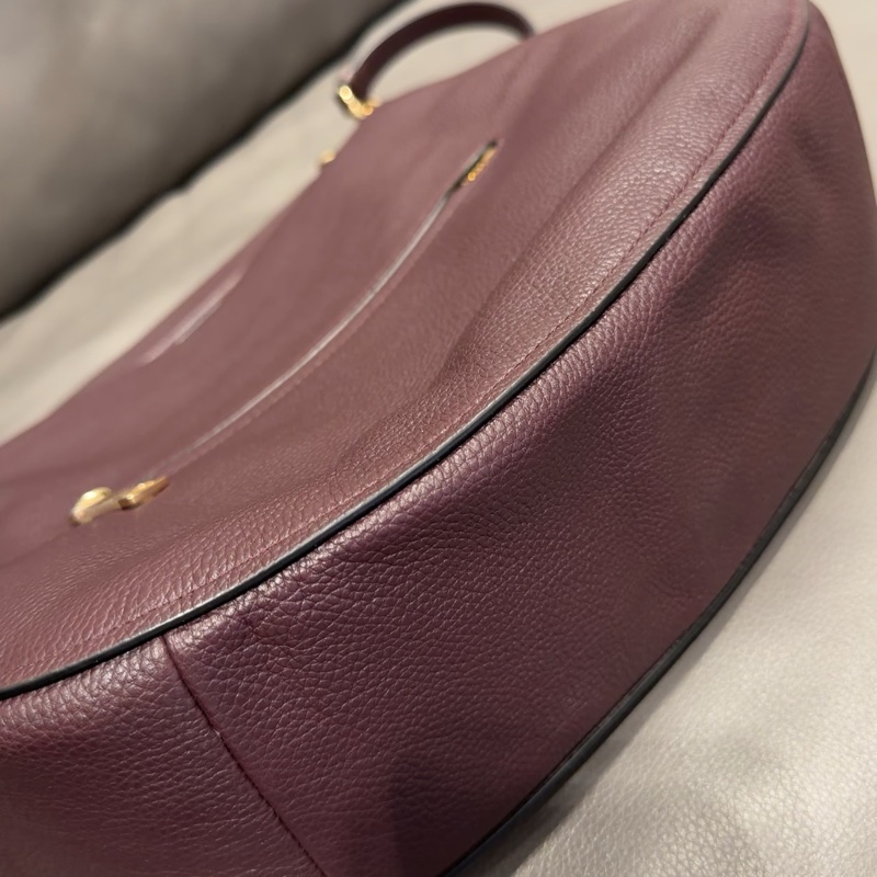 Hobo bag 安格拉紅🍷全新全皮革肩背包- 蔻馳美感開外掛❤️-4