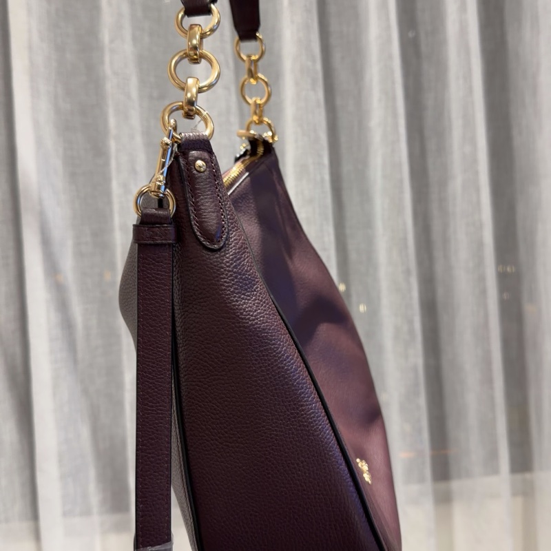 Hobo bag 安格拉紅🍷全新全皮革肩背包- 蔻馳美感開外掛❤️-8