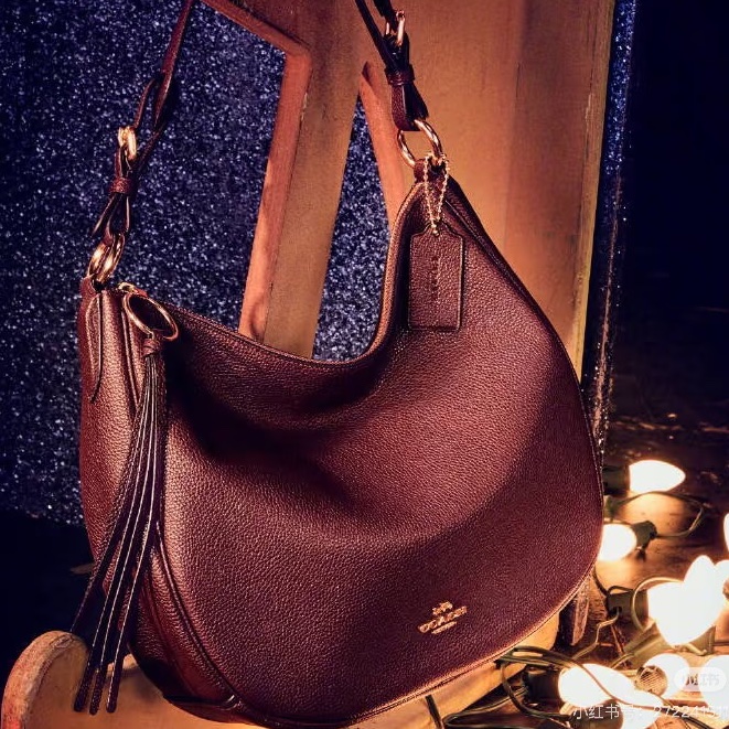 Hobo bag 安格拉紅🍷全新全皮革肩背包- 蔻馳美感開外掛❤️-9