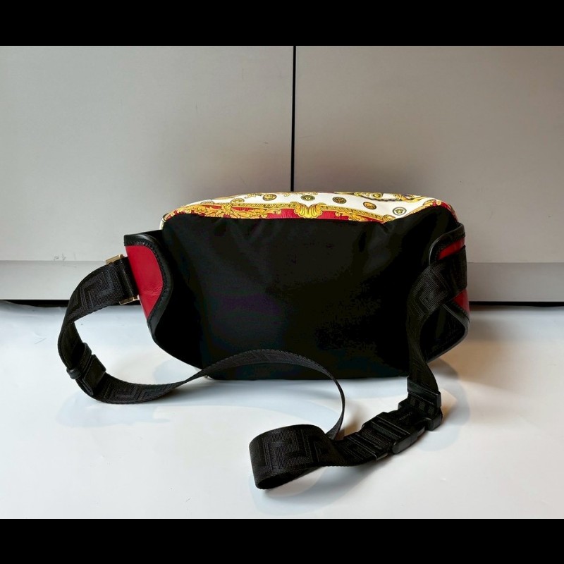 Versace 紅底金色彩繪皮革腰包-1