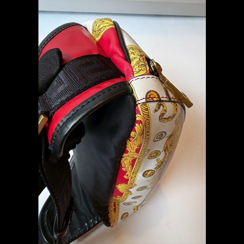Versace 紅底金色彩繪皮革腰包-7