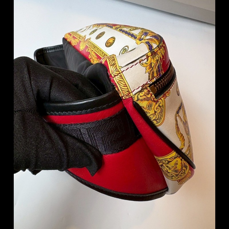 Versace 紅底金色彩繪皮革腰包-15
