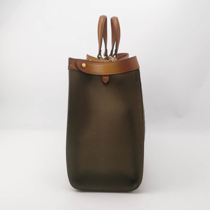 Fendi X-Tote 中號 牛皮帆布帆布手袋同色系FF浮凸圖案刺繡單肩包-3