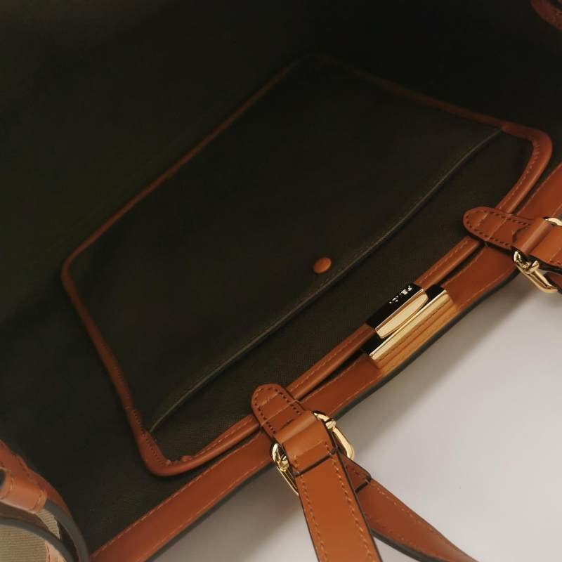 Fendi X-Tote 中號 牛皮帆布帆布手袋同色系FF浮凸圖案刺繡單肩包-6