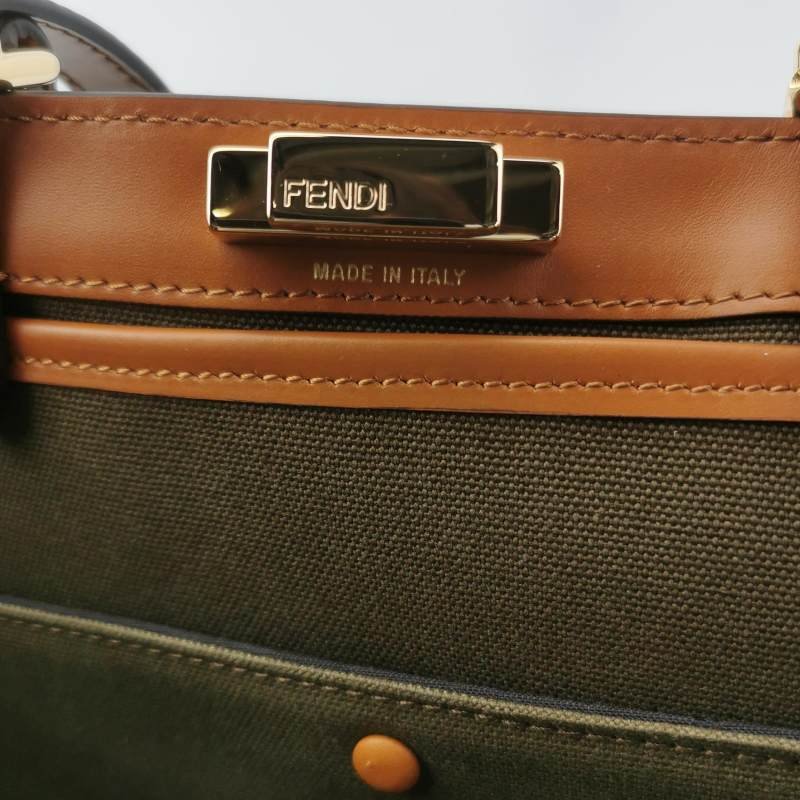 Fendi X-Tote 中號 牛皮帆布帆布手袋同色系FF浮凸圖案刺繡單肩包-7