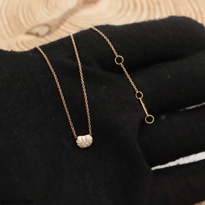 Tiffany & co Bean design 18K玫瑰金鑽石項鍊-3