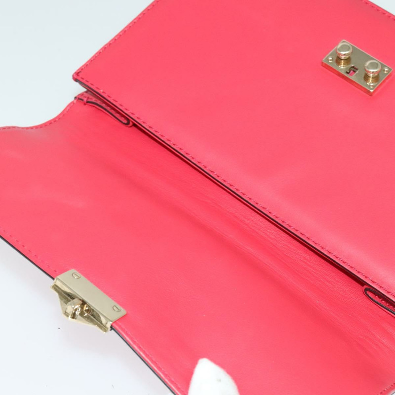 【日本直送】VALENTINO 鉚釘鏈條單肩包 皮革 粉紅色 金飾 正品 bs29260-16