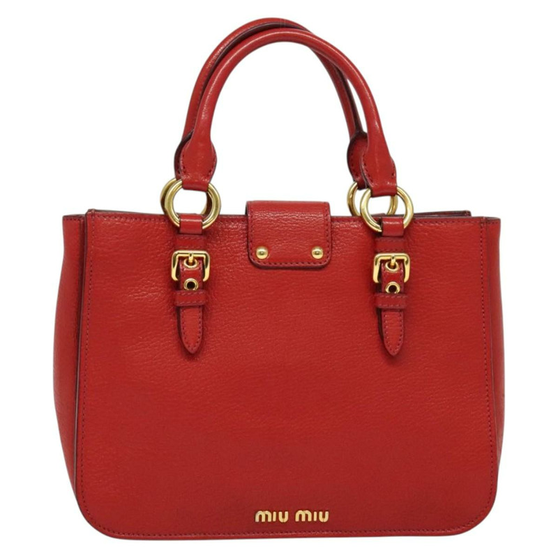【日本直送】Miu Miu 手提包 皮革 紅色 金色 正品 bs29282-1