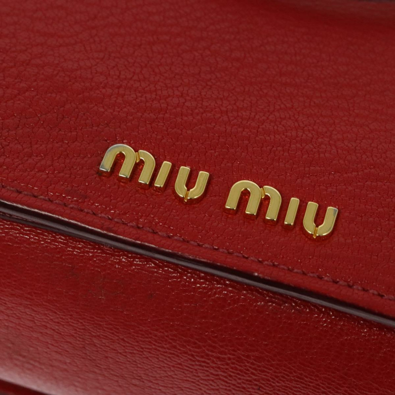 【日本直送】Miu Miu 手提包 皮革 紅色 金色 正品 bs29282-17