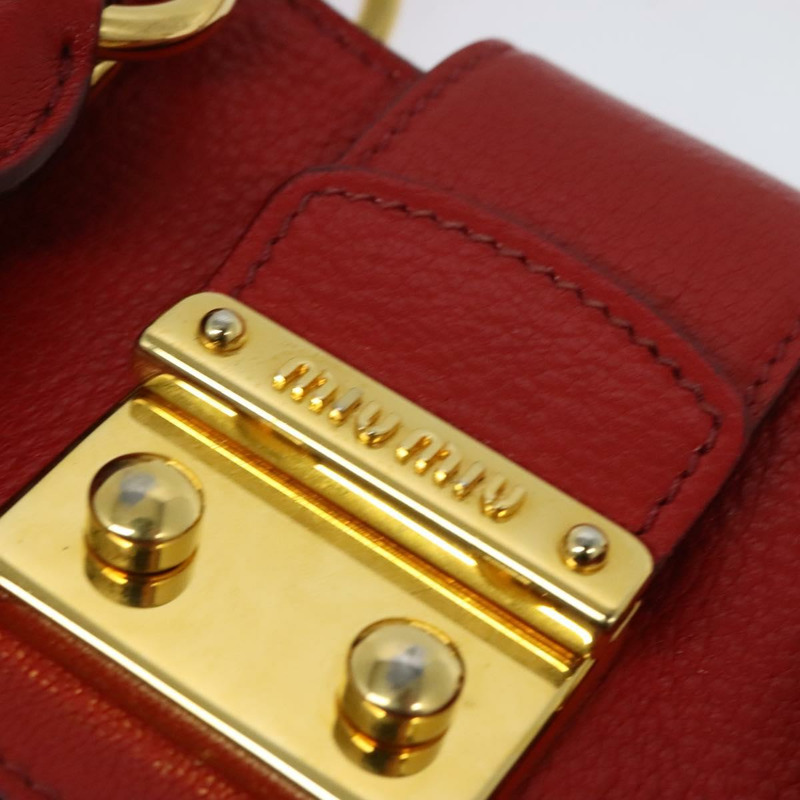 【日本直送】Miu Miu 手提包 皮革 紅色 金色 正品 bs29282-18