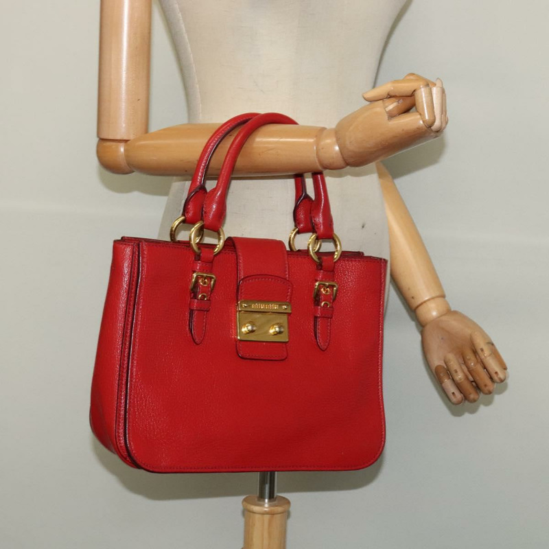 【日本直送】Miu Miu 手提包 皮革 紅色 金色 正品 bs29282-26