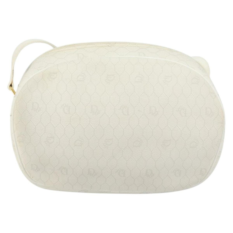 【日本直送】Christian Dior 蜂巢帆布肩背包 PVC 白色金色 正品 142676-1