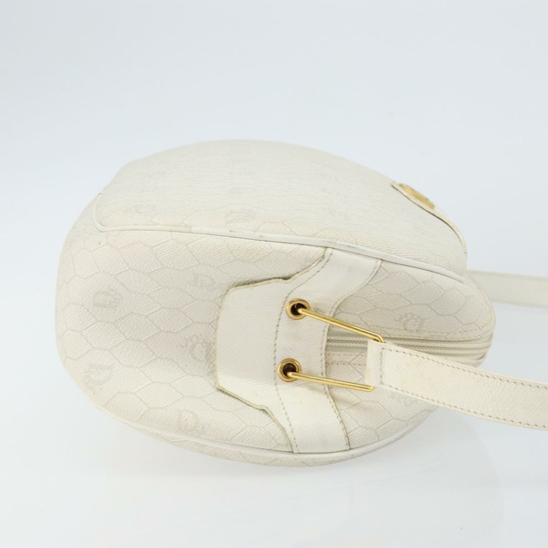 【日本直送】Christian Dior 蜂巢帆布肩背包 PVC 白色金色 正品 142676-2