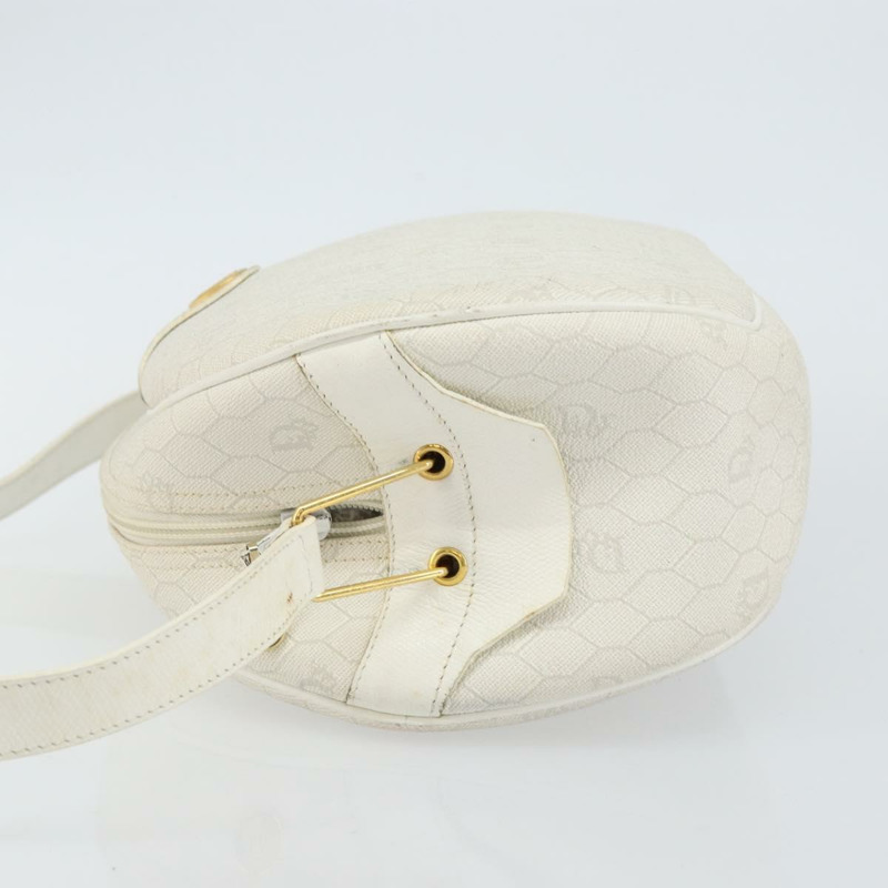 【日本直送】Christian Dior 蜂巢帆布肩背包 PVC 白色金色 正品 142676-3