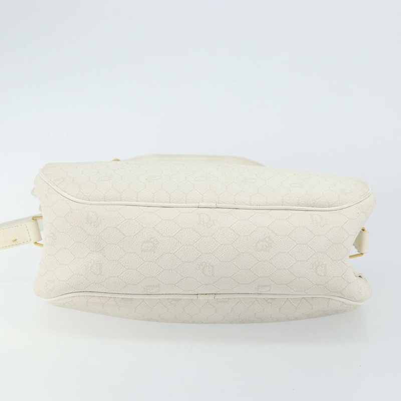 【日本直送】Christian Dior 蜂巢帆布肩背包 PVC 白色金色 正品 142676-4