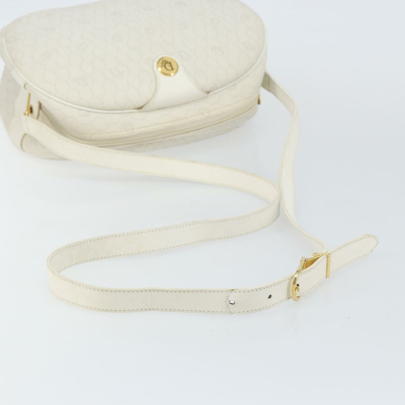 【日本直送】Christian Dior 蜂巢帆布肩背包 PVC 白色金色 正品 142676-6