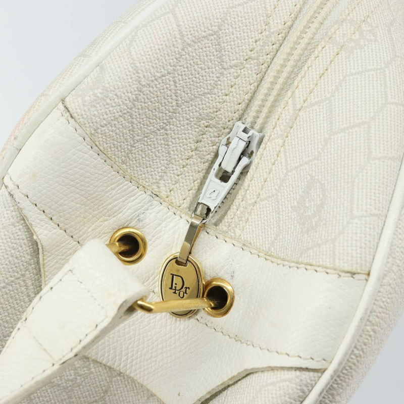 【日本直送】Christian Dior 蜂巢帆布肩背包 PVC 白色金色 正品 142676-9