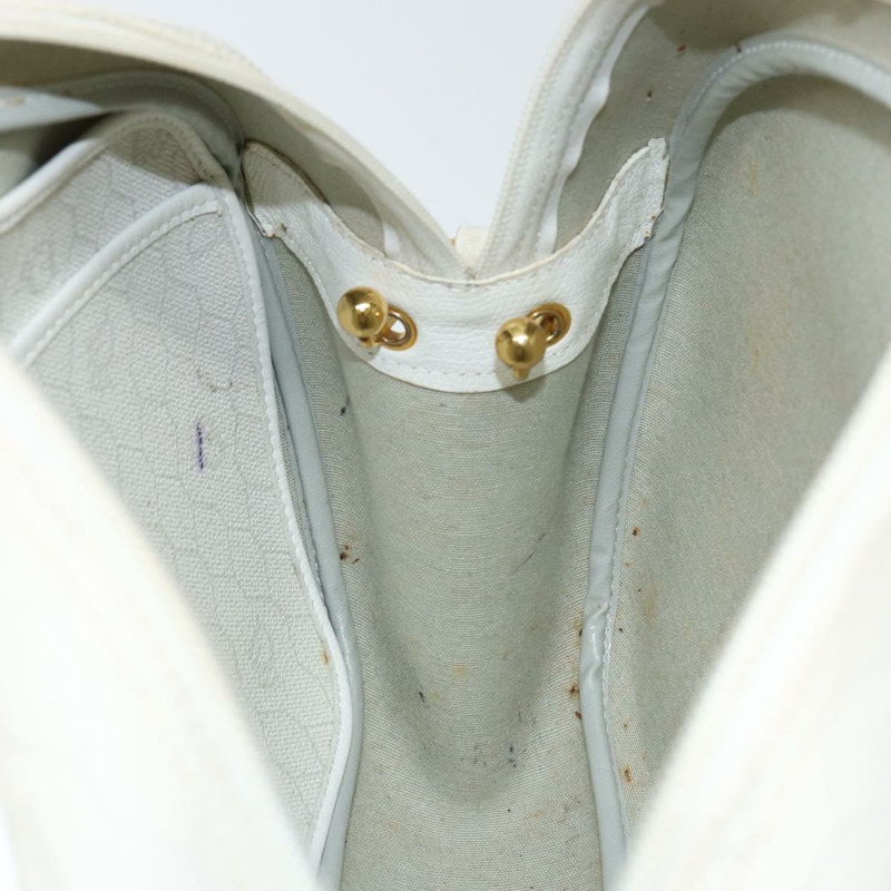 【日本直送】Christian Dior 蜂巢帆布肩背包 PVC 白色金色 正品 142676-11