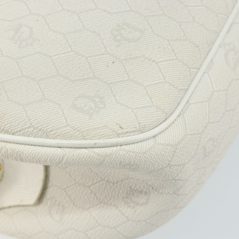 【日本直送】Christian Dior 蜂巢帆布肩背包 PVC 白色金色 正品 142676-15