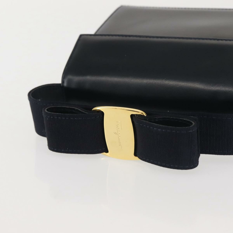 【日本直送】Salvatore Ferragamo Vala 手提包 皮革 海軍藍 金色 正品 142756-6