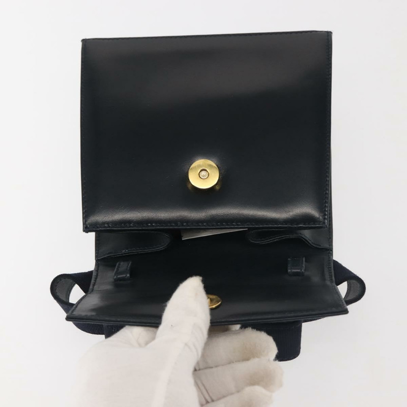 【日本直送】Salvatore Ferragamo Vala 手提包 皮革 海軍藍 金色 正品 142756-9