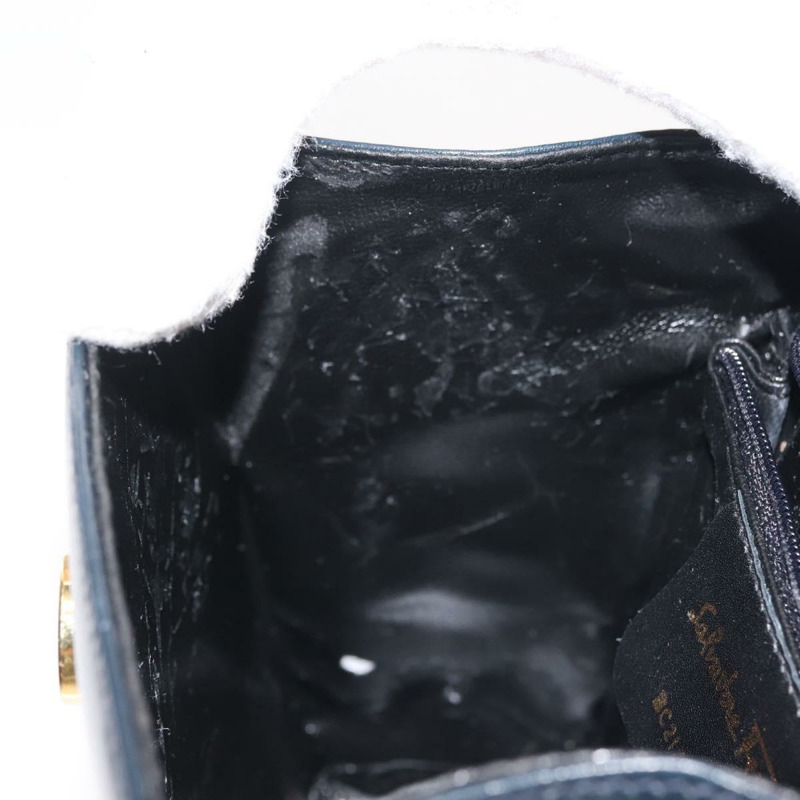 【日本直送】Salvatore Ferragamo Vala 手提包 皮革 海軍藍 金色 正品 142756-18