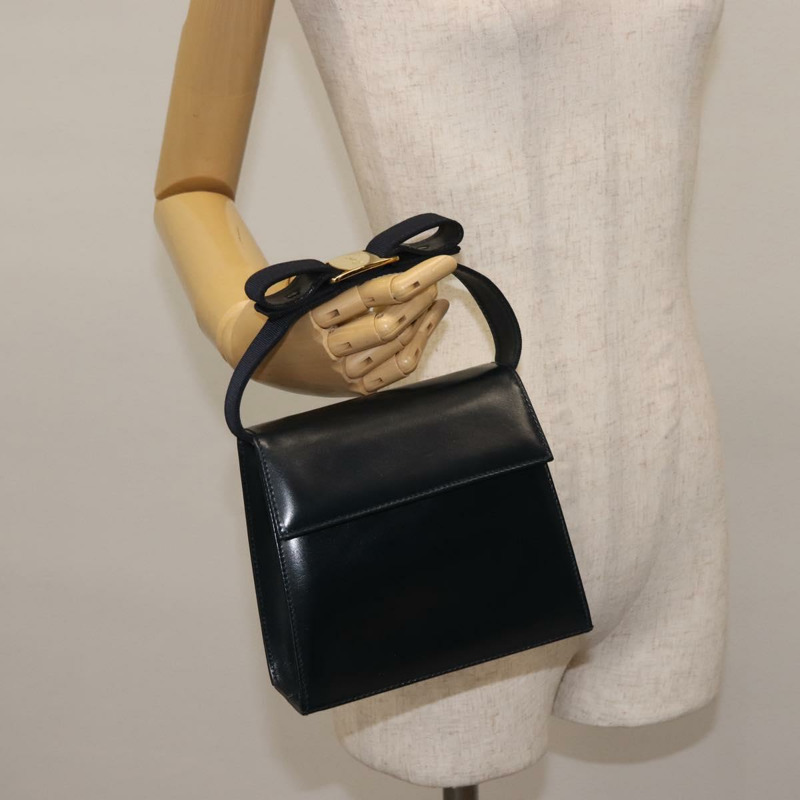 【日本直送】Salvatore Ferragamo Vala 手提包 皮革 海軍藍 金色 正品 142756-20