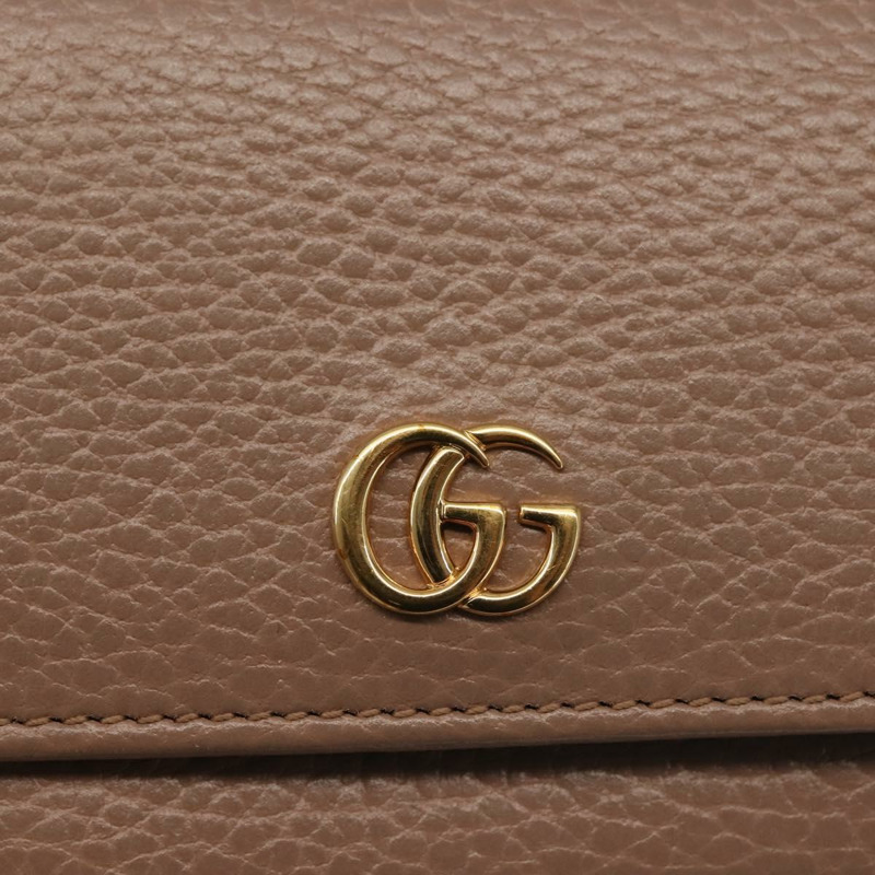 【日本直送】GUCCI GG Marmont 長版皮夾 皮革 淺棕色 456116 正品 142697-16