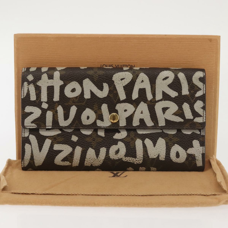 【日本直送】路易威登 Monogram 塗鴉 Porte Monnaie Credit 白色 M92189 LV 正品 142699-11