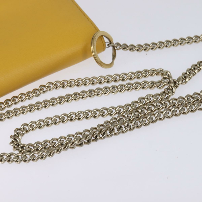 【日本直送】GUCCI 鏈條單肩包 皮革 黃色 354697 正品 142696-6