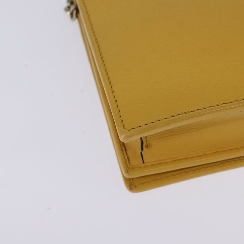 【日本直送】GUCCI 鏈條單肩包 皮革 黃色 354697 正品 142696-14