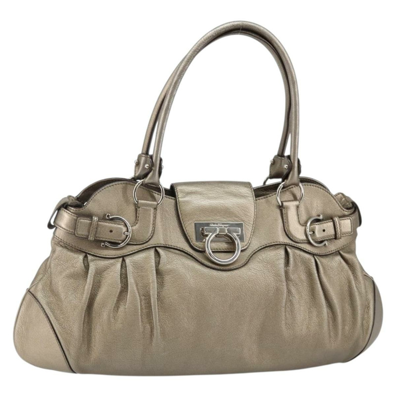 【日本直送】Salvatore Ferragamo Gancini 手提包 皮革 香檳金 正品 hk2984-0