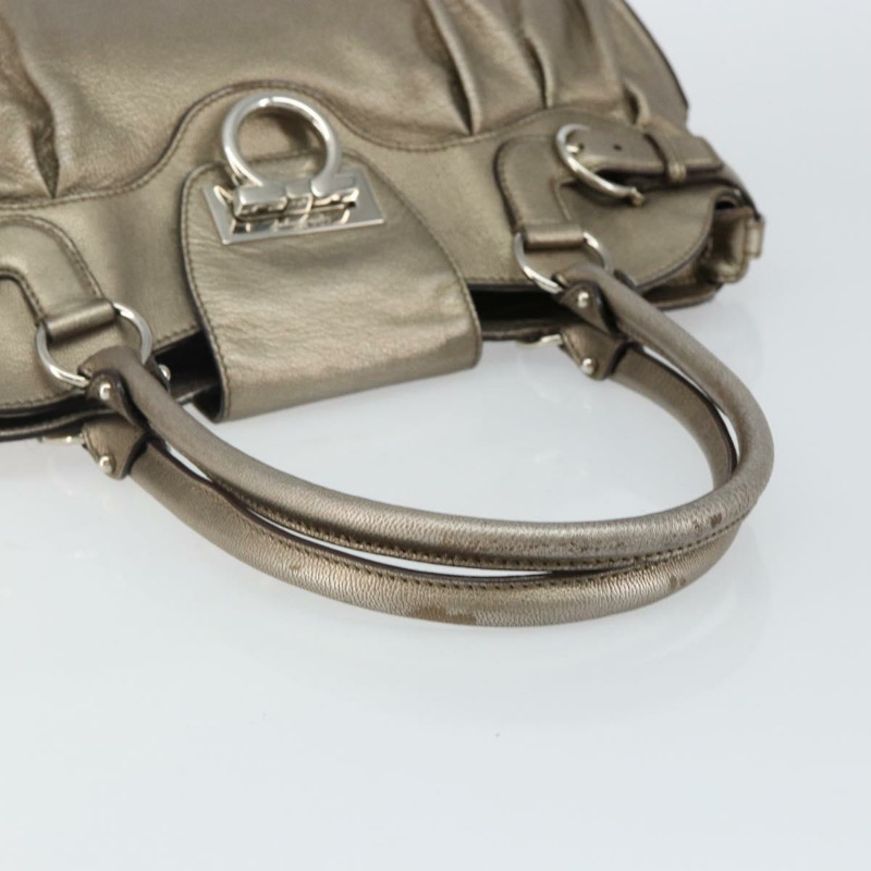 【日本直送】Salvatore Ferragamo Gancini 手提包 皮革 香檳金 正品 hk2984-6